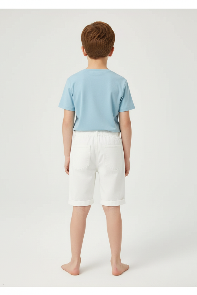 Pantalon Blanc Garçon Court Déchiré Décontracté Été - Jean - vue 2