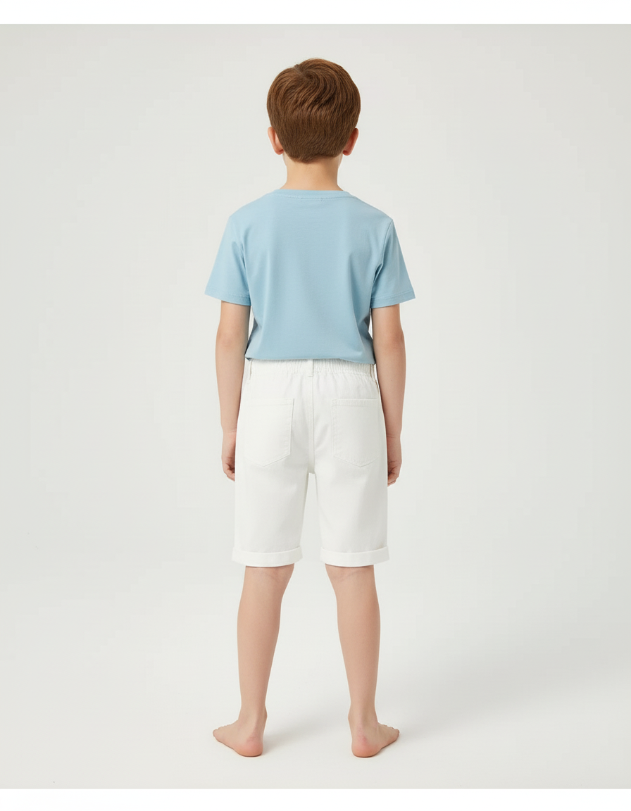 Pantalon Blanc Garçon Court Déchiré Décontracté Été - Jean - vue 2