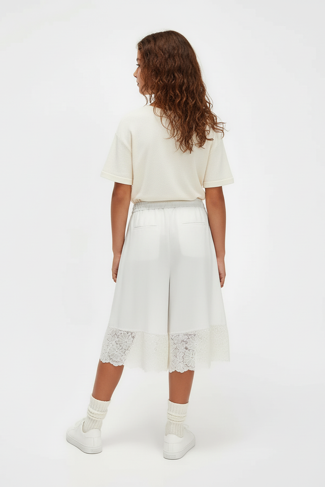 Pantalon Blanc Ample Dentelle Cordon Fille - Viscose - vue 2