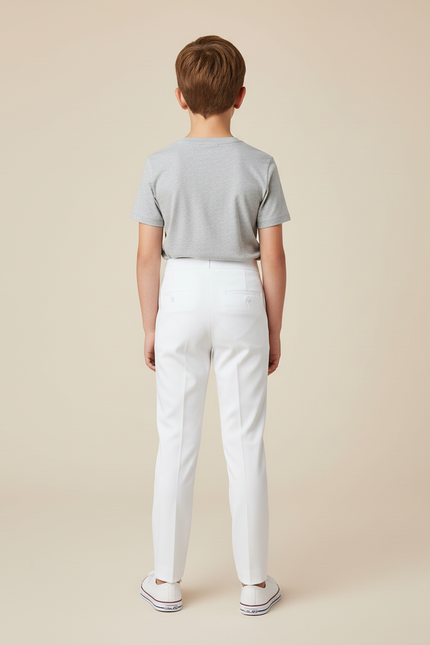 Pantalon Blanc Enfant Slim Ajusté Moderne - Polyester - vue 2