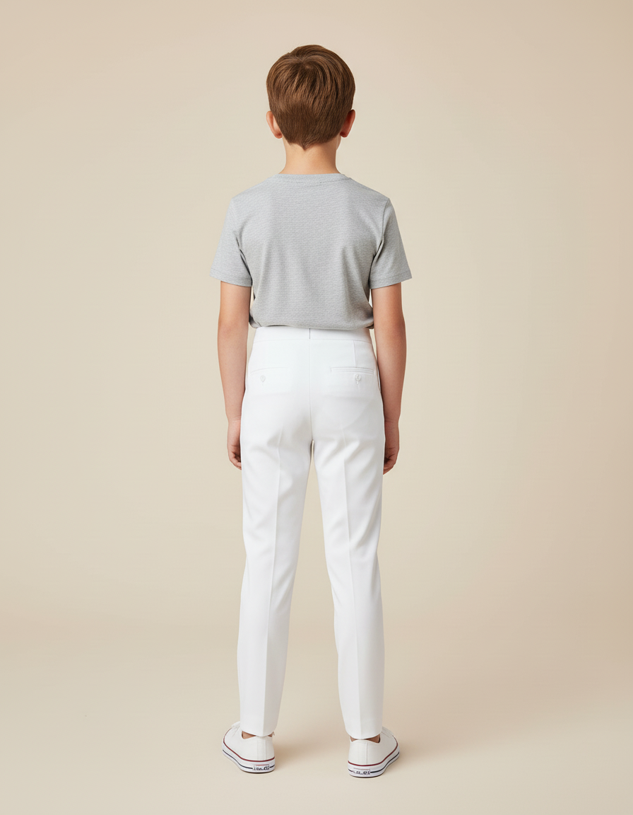 Pantalon Blanc Enfant Slim Ajusté Moderne - Polyester - vue 2