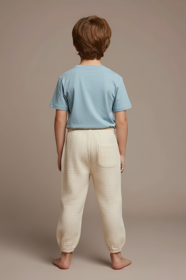 Pantalon Blanc Gaze De Coton - Beige - vue 2