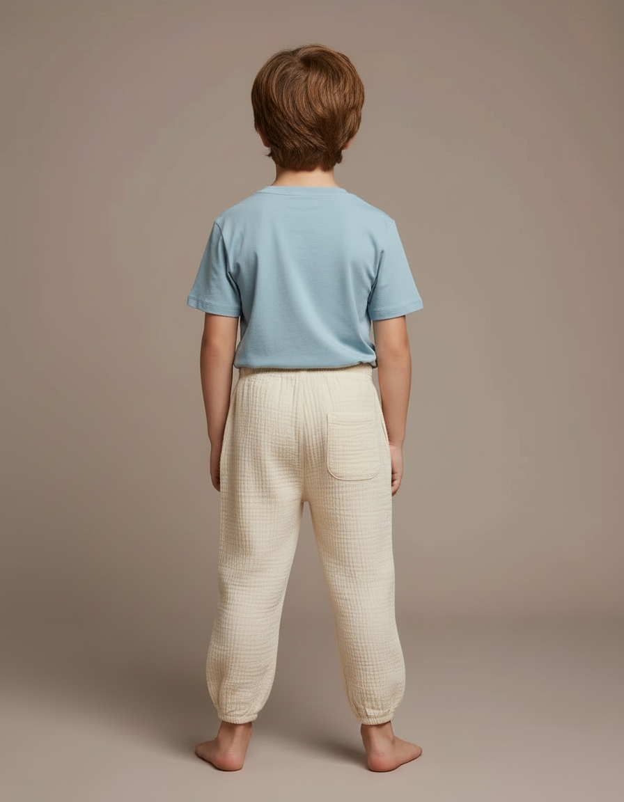 Pantalon Blanc Gaze De Coton - Beige - vue 2