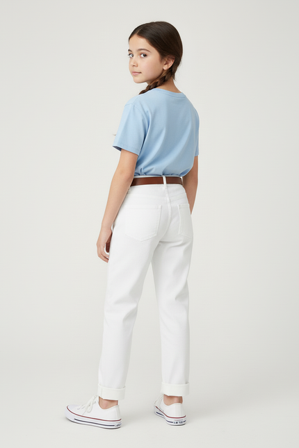 Pantalon Blanc Droit Coton Décontracté Enfant - vue 2