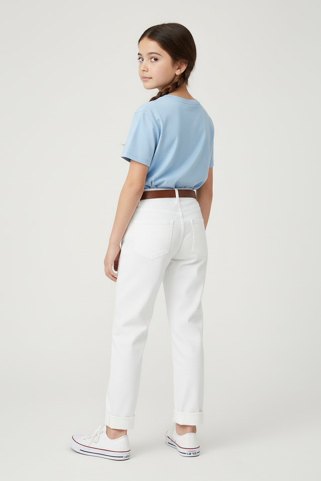 Pantalon Blanc Droit Coton Décontracté Enfant - vue 2