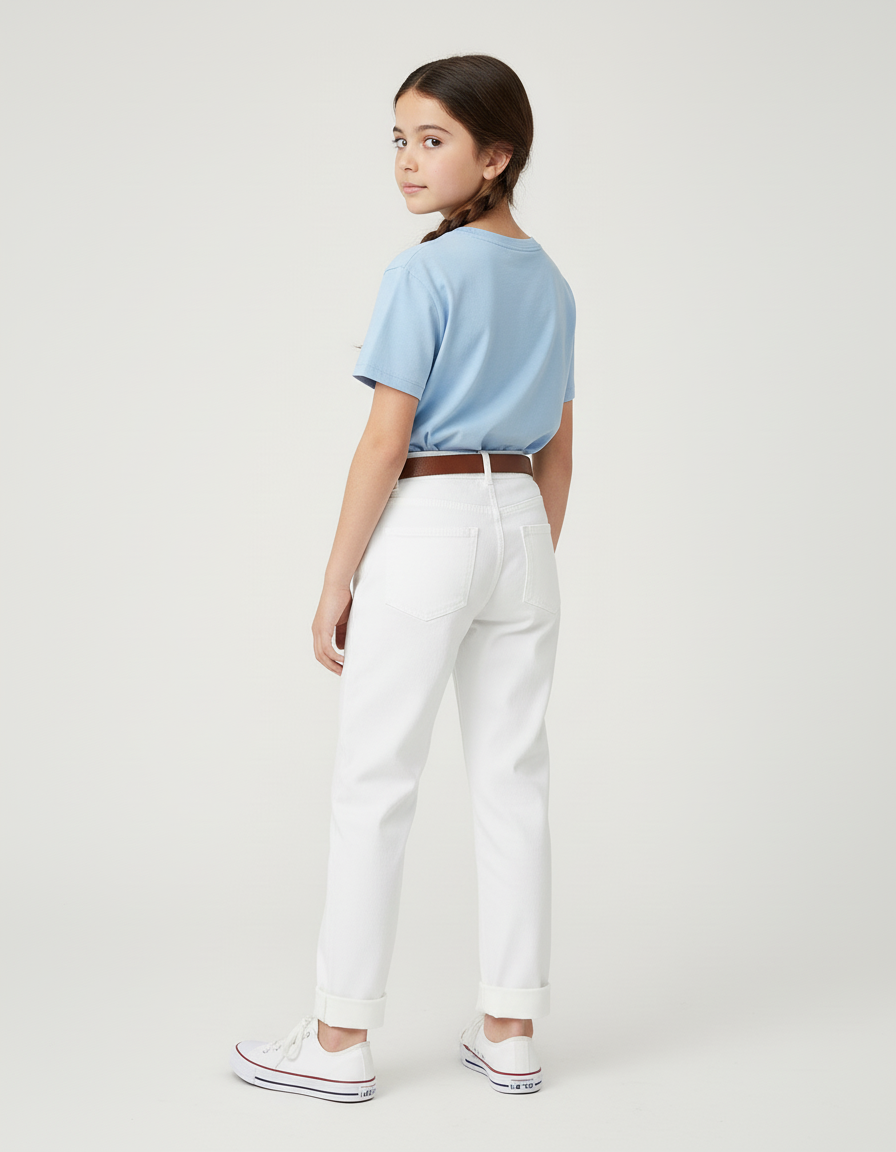 Pantalon Blanc Droit Coton Décontracté Enfant - vue 2