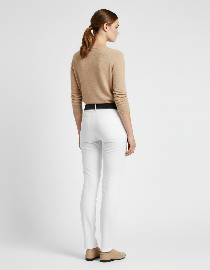 Pantalon Blanc Slim Élastique Équestre Femme - Polyester - vue 2
