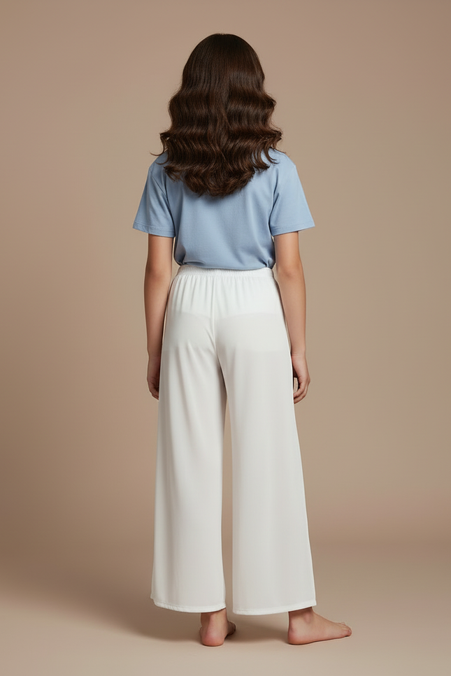Pantalon Blanc Fluide Ample Décontracté Enfant - Viscose - vue 2