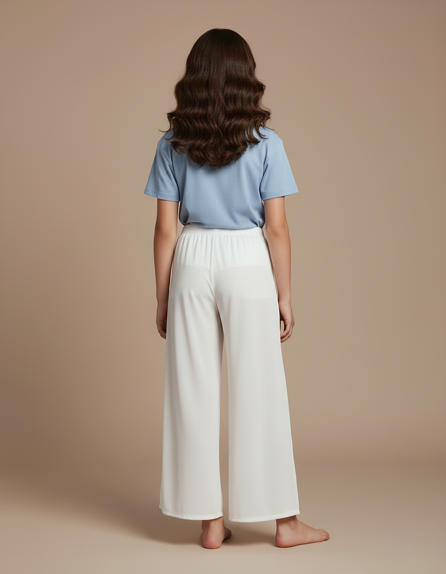 Pantalon Blanc Fluide Ample Décontracté Enfant - Viscose - vue 2