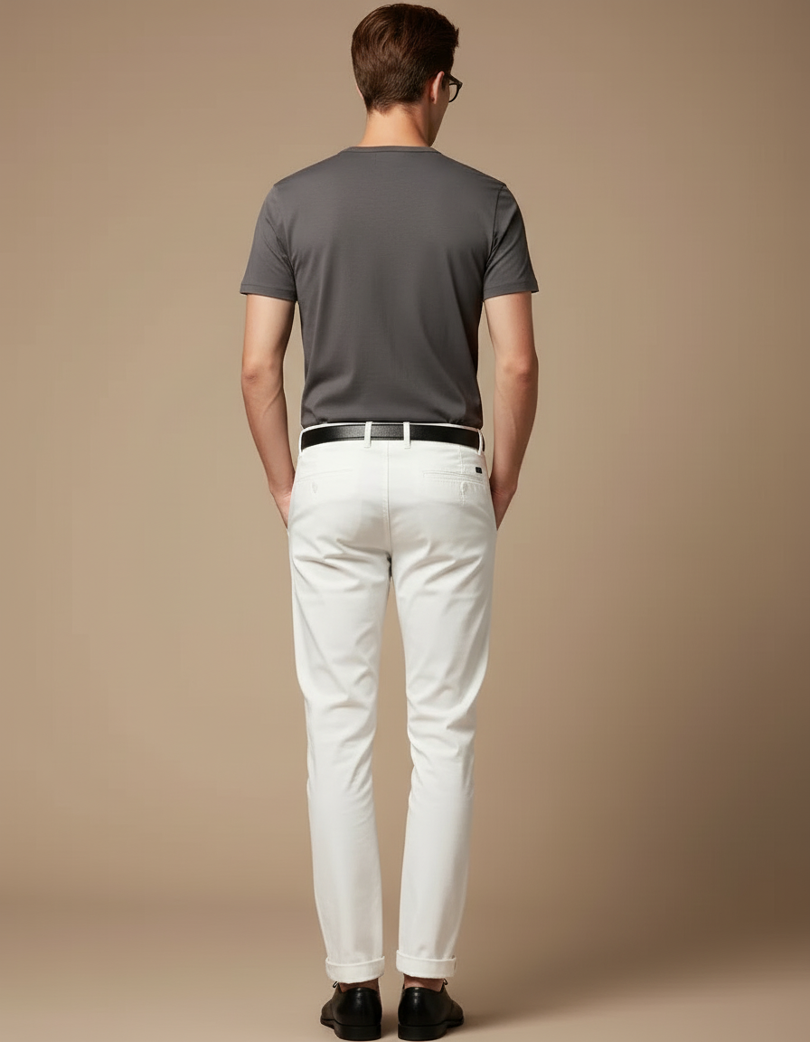 Pantalon Blanc Chino - Coton - vue 2