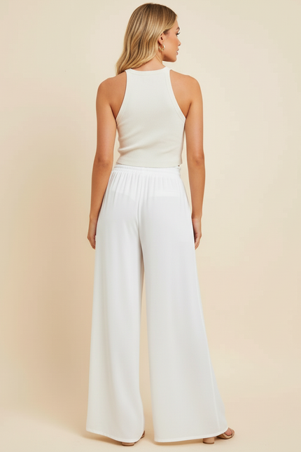 Pantalon Blanc Elastique Femme - Viscose - vue 2