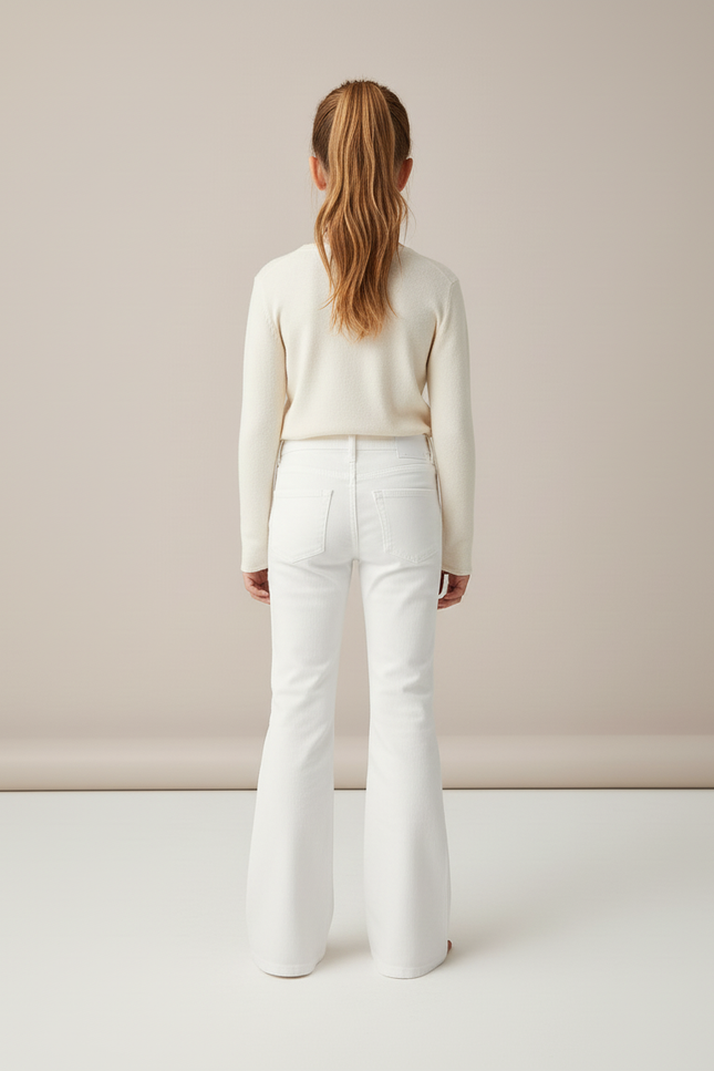 Pantalon Blanc Évasé Denim Taille Haute Fille - Jean - vue 2
