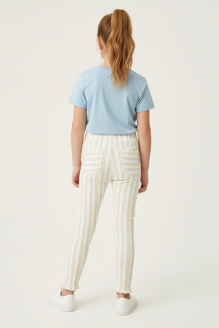 Pantalon Rayé Jaune Et Blanc - Multicolore Maille - vue 2