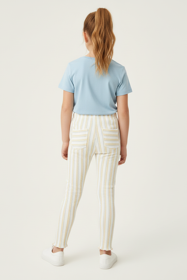 Pantalon Rayé Jaune Et Blanc - Multicolore Maille - vue 2