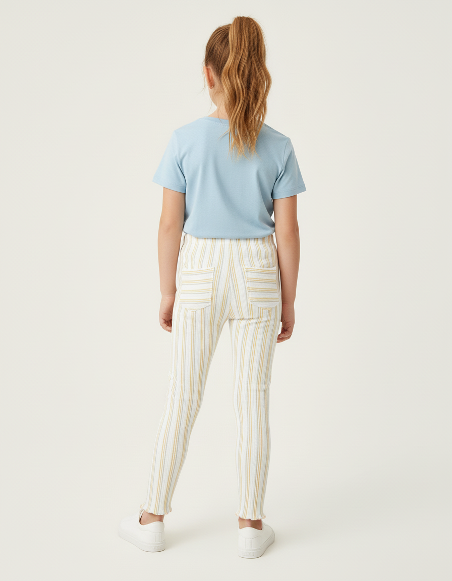 Pantalon Rayé Jaune Et Blanc - Multicolore Maille - vue 2