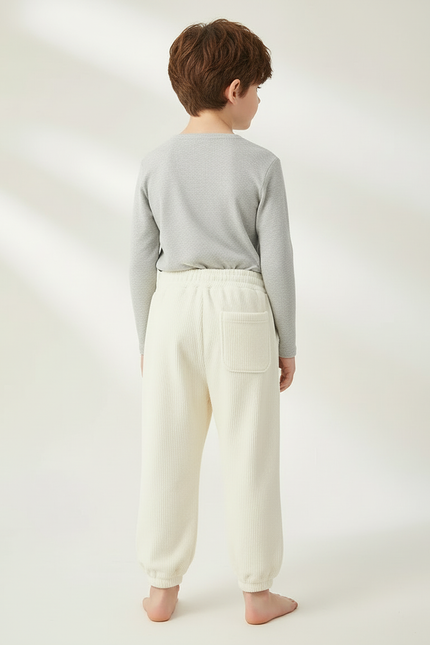 Pantalon Blanc Côtelé Doux Chaud Hiver Enfant - Cordé - vue 2