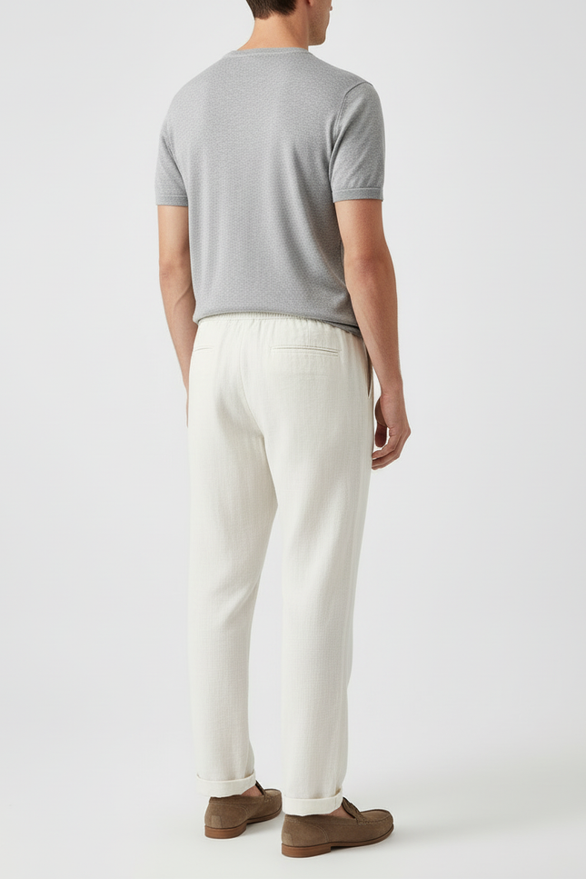 Pantalon Blanc Lin Confortable Décontracté Homme Léger - vue 2