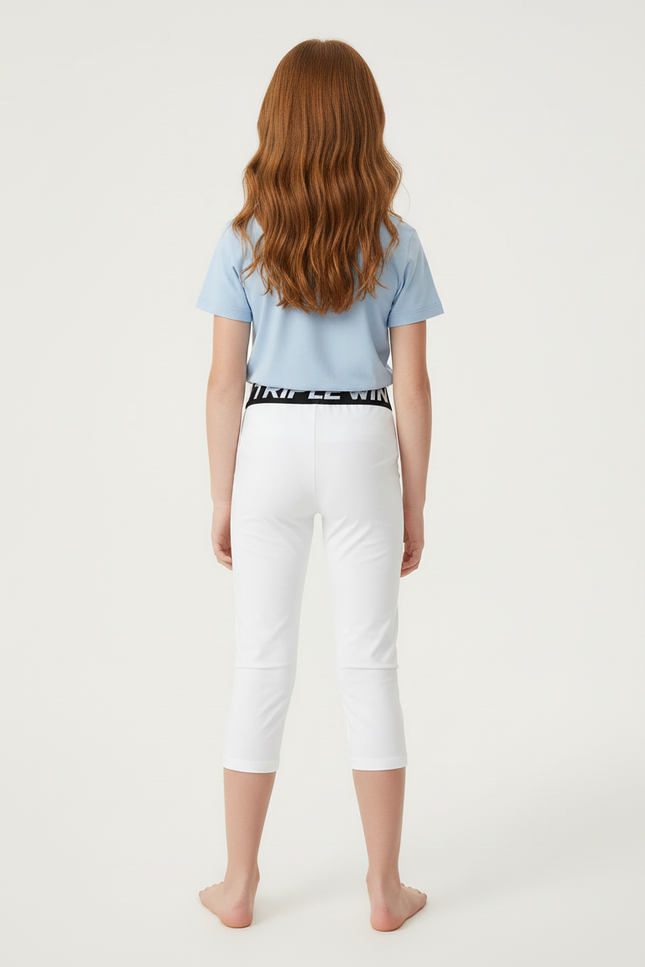 Pantalon Blanc Capri Stretch Sport Enfant Fille - Polyester - vue 2