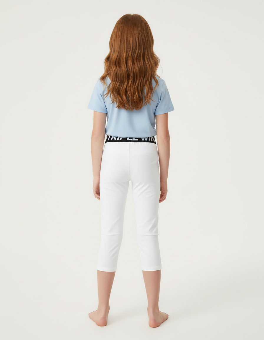 Pantalon Blanc Capri Stretch Sport Enfant Fille - Polyester - vue 2