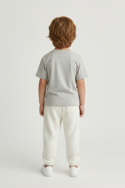 Pantalon Blanc Gauffré Bébé Mignon Oursons Confortable - Maille - vue 2