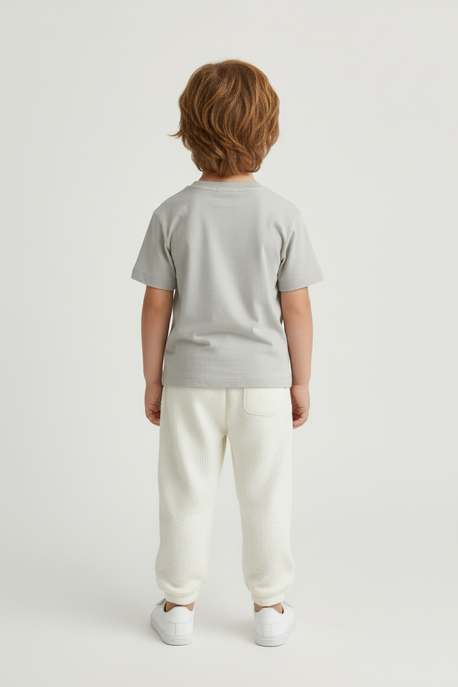 Pantalon Blanc Gauffré Bébé Mignon Oursons Confortable - Maille - vue 2