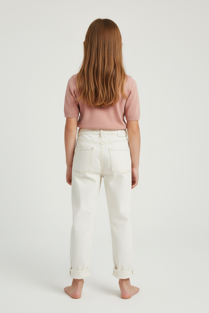 Pantalon Paper Bag Blanc - Jean - vue 2