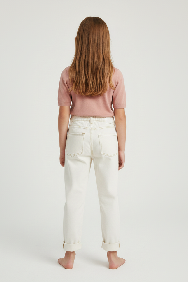Pantalon Paper Bag Blanc - Jean - vue 2