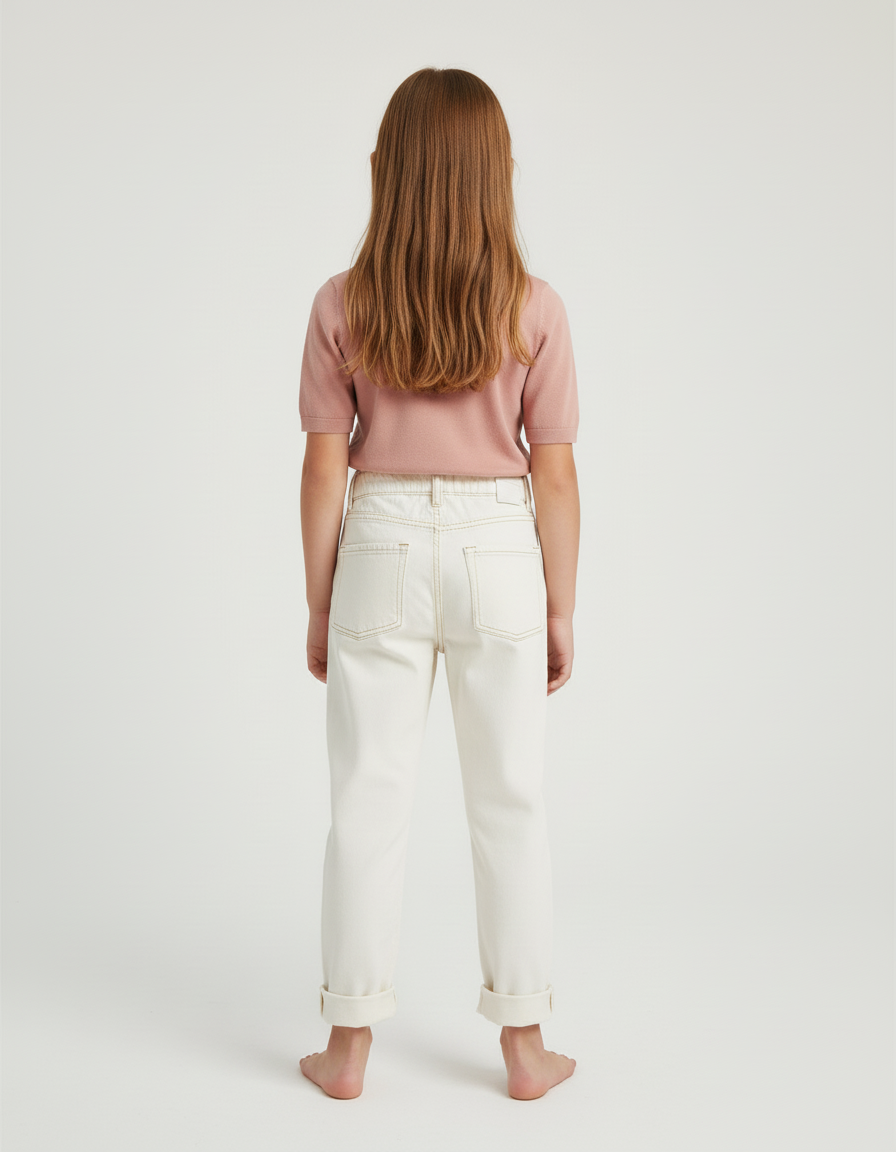 Pantalon Paper Bag Blanc - Jean - vue 2