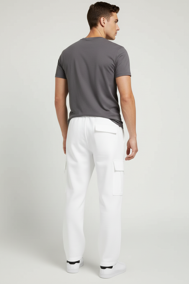 Pantalon Blanc Cargo Molletonné Homme Décontracté - vue 2