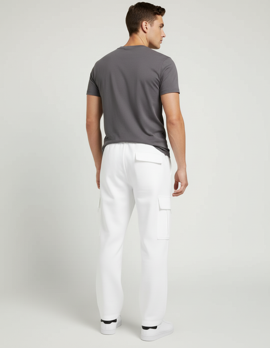 Pantalon Blanc Cargo Molletonné Homme Décontracté - vue 2