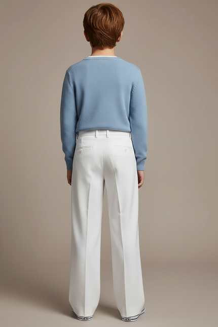 Pantalon Blanc Droit Ample Élégant Enfant - Gabardine - vue 2