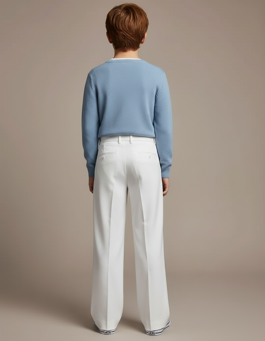 Pantalon Blanc Droit Ample Élégant Enfant - Gabardine - vue 2