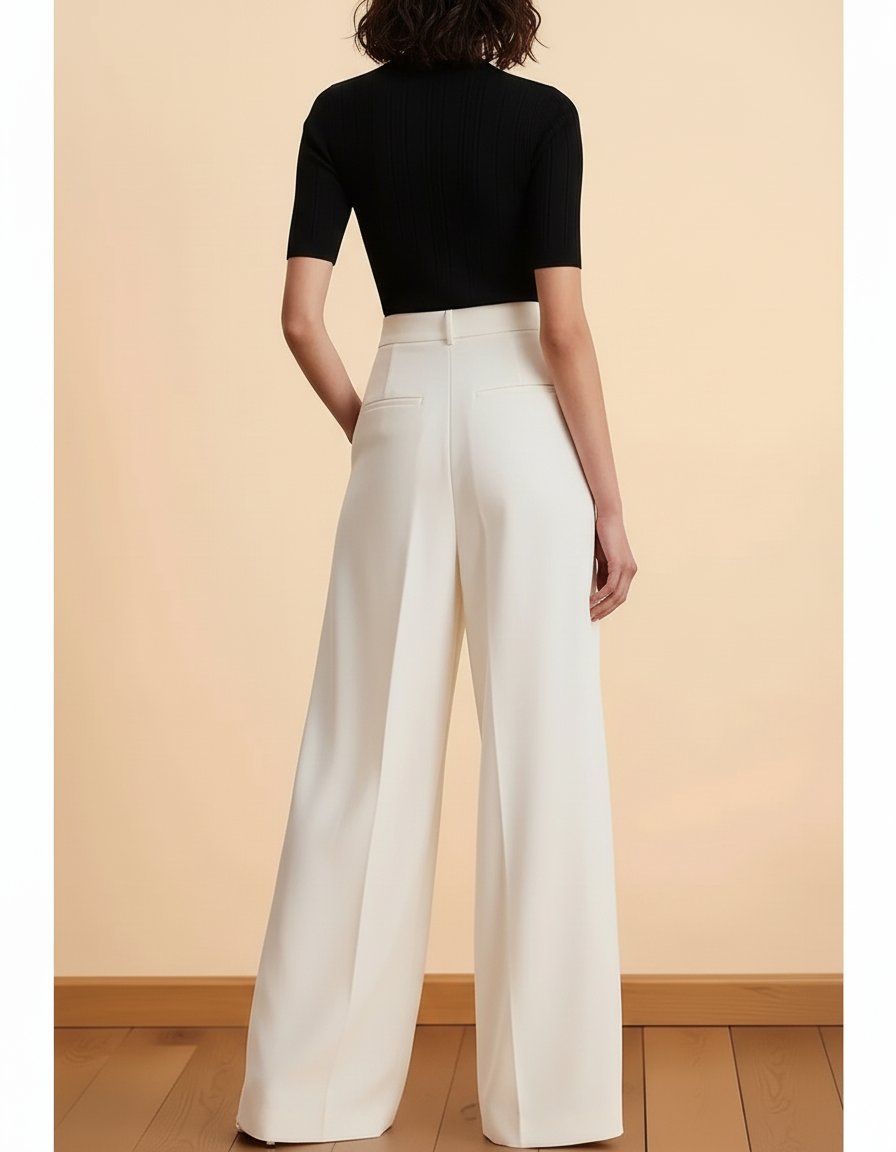 Pantalon Blanc Tailleur Femme - Polyester - vue 2