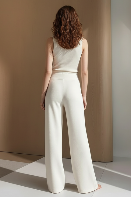 Pantalon Yoga Femme Blanc - Maille - vue 2