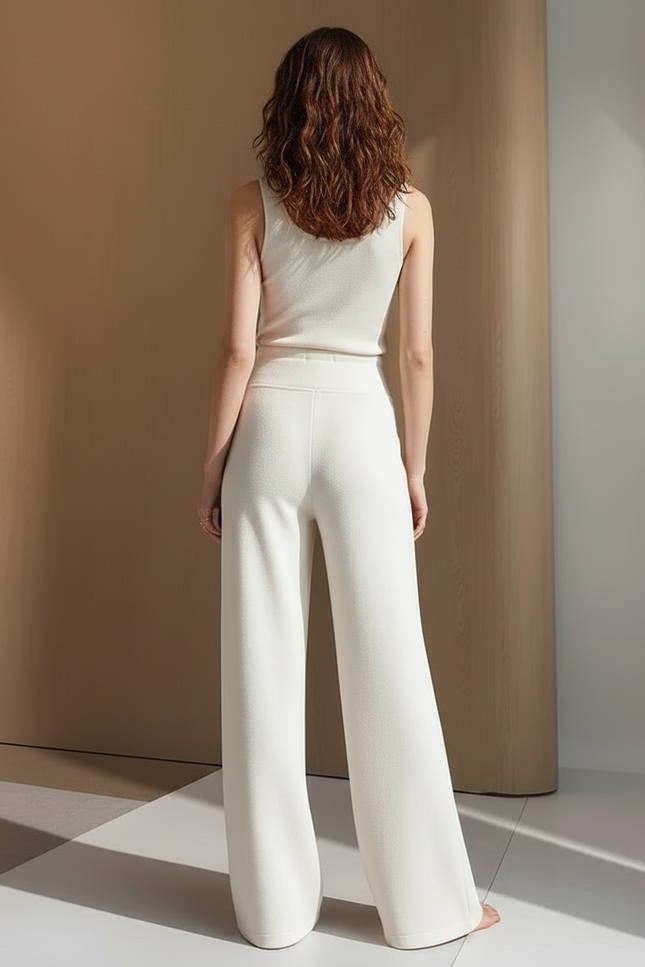 Pantalon Yoga Femme Blanc - Maille - vue 2