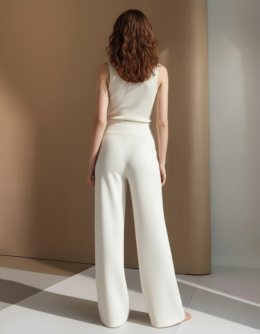 Pantalon Yoga Femme Blanc - Maille - vue 2