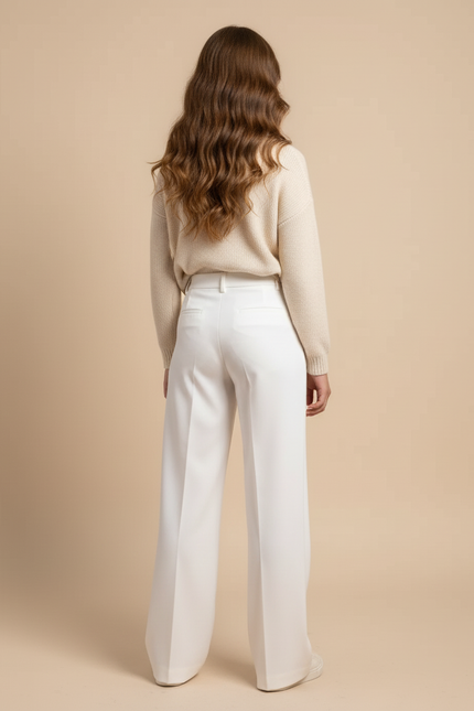Pantalon Blanc Droit Ample Élégant Fille - Satin - vue 2