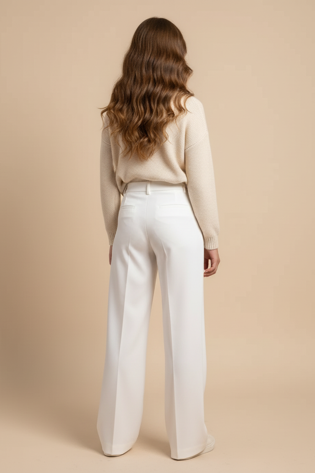 Pantalon Blanc Droit Ample Élégant Fille - Satin - vue 2