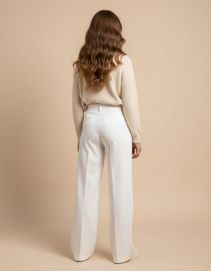 Pantalon Blanc Droit Ample Élégant Fille - Satin - vue 2