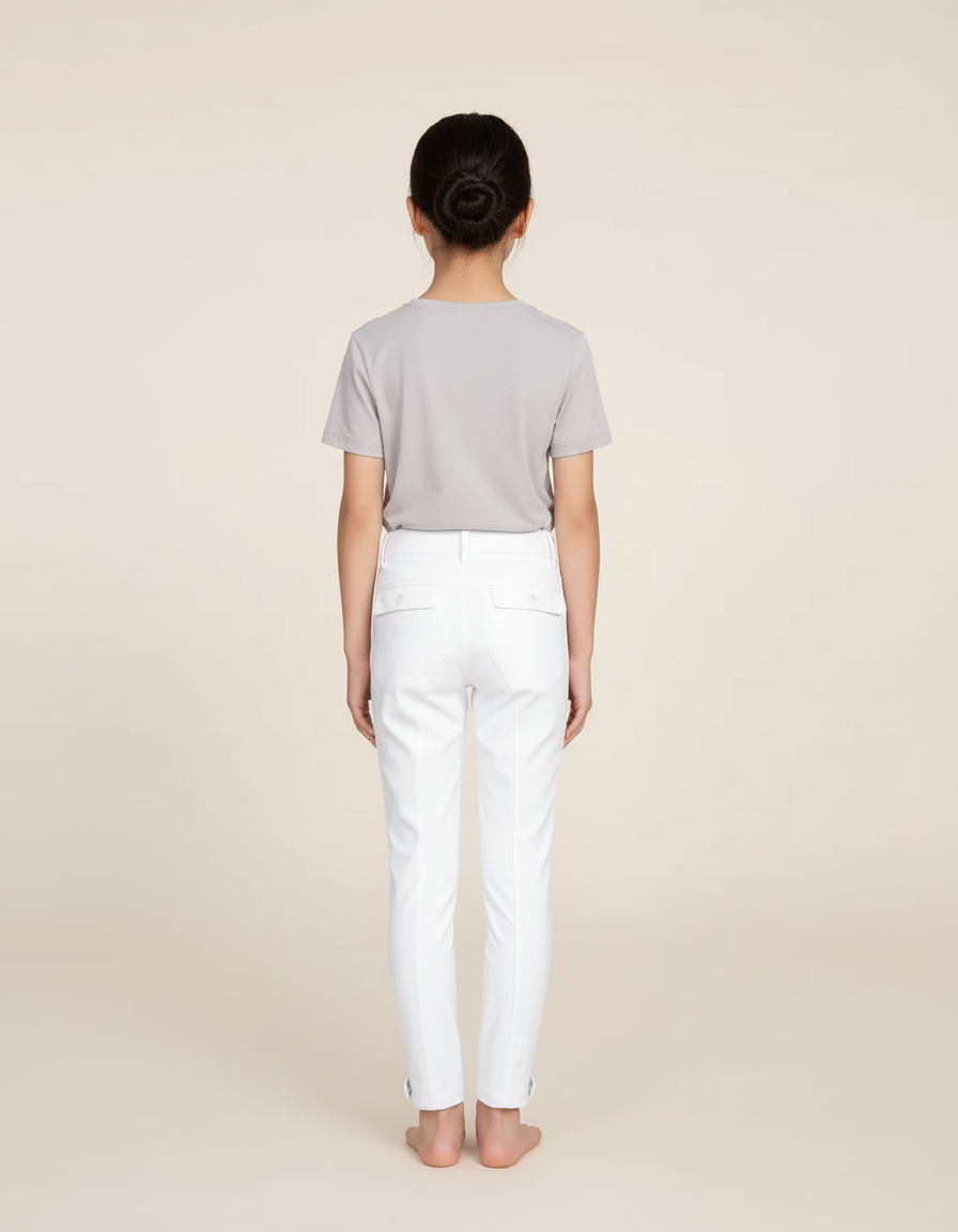 Pantalon Blanc Équestre Enfant Silicone Stretch - Polyester - vue 2