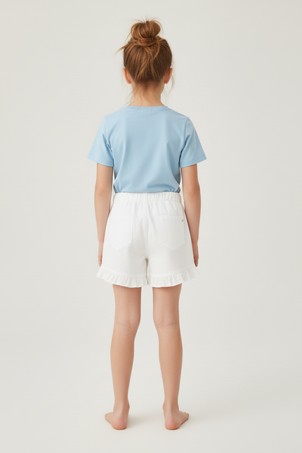Pantalon Blanc Short Volants Fille Coton Décontracté - vue 2