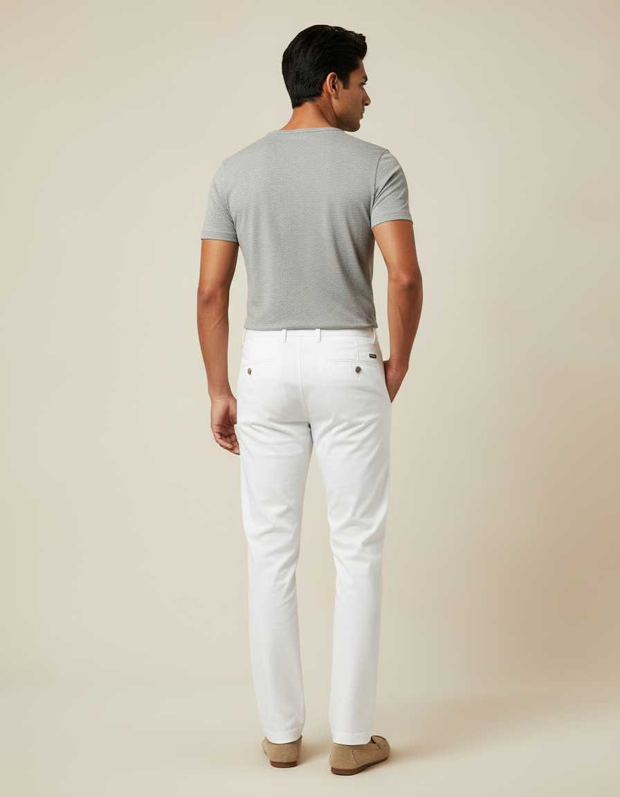 Pantalon Blanc 4614 - Coton - vue 2