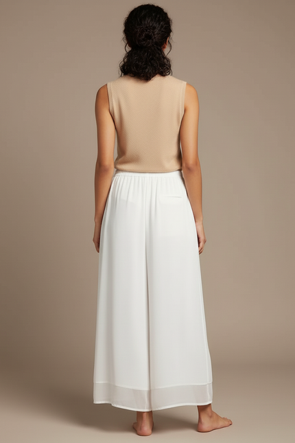 Pantalon Blanc Fluide Ample Chiffon Décontracté Léger - Polyester - vue 2