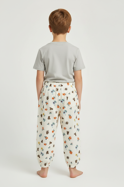 Pantalon Blanc Fleuri - Coton - vue 2