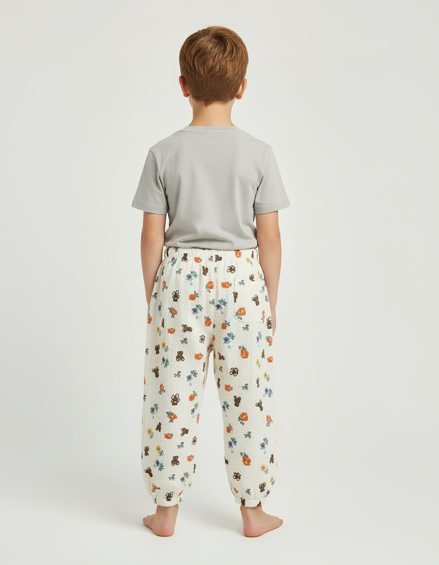 Pantalon Blanc Fleuri - Coton - vue 2