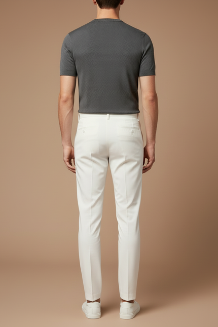 Pantalon Blanc Slim Fit Formel Décontracté Homme - Gabardine - vue 2
