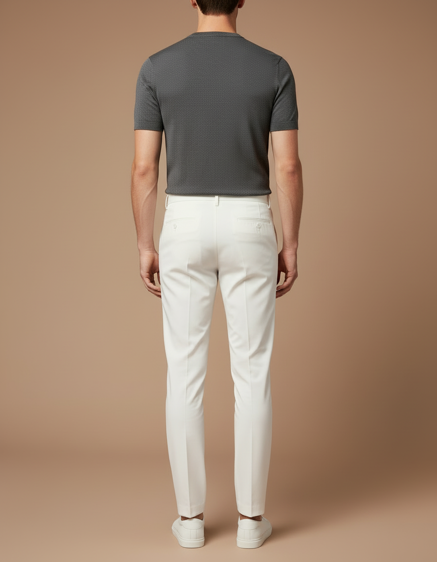 Pantalon Blanc Slim Fit Formel Décontracté Homme - Gabardine - vue 2