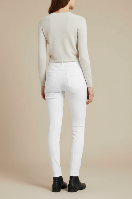 Pantalon Blanc Slim Ajusté Stretch Femme - Polyester - vue 2