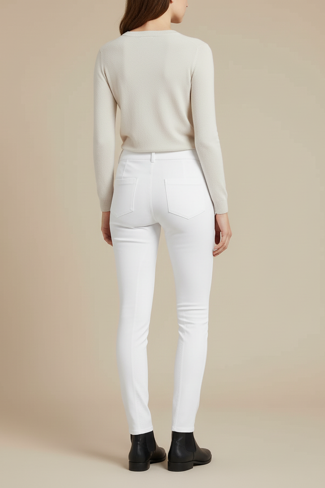 Pantalon Blanc Slim Ajusté Stretch Femme - Polyester - vue 2