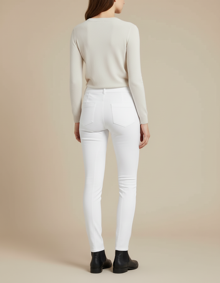 Pantalon Blanc Slim Ajusté Stretch Femme - Polyester - vue 2